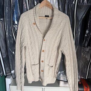 J.Crew Men's Cream and Brown Cardigan
